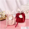 Sacs d'emballage Sacs d'emballage de Cadeau de Lapin Mignon de Pâques Veet Saint Valentin Lapin Bonbons au Chocolat Mariage fête d'anniversaire Organisateur de Bijoux Dh2Mm