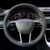 Aangepaste auto-stuurwielhoes vlechten cowhide leer voor Audi A6 Avant Allroad 2018-2019 A7 2018-2019 S7 2019