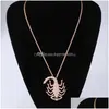 Pendant Necklaces Men Cool Necklace Yellow White Rose Gold Plated Fl Cz Scorpion Shaped Pendant Necklaces For Jewelry Gift Drop Deli Dh96K