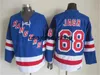 スローバックレトロホッケー68 Jaromir Jagr Jagr Jarsey Vintage Classic CCM Black White Blue Yellow Team Color Embroidery for Spor