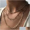 Pendant Necklaces Thick Chain Necklace For Women Mtilayer Vintage Choker Collar Fashion Jewelry Wholesale Drop Delivery Necklaces Pen Dhjyz