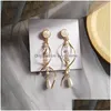 Stud Fashion Simple Metal Curve Geometric Tassel Pearl Stud Earrings Gifts Tide Minimalist Style Retro For Women Jewelry Drop Deliver Dhxlb