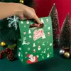 Gift Wrap StoBag 10pcs Green/Red Marry Christmas Packaging Kraft Box with Handle Santa Claus Kids Holiday Happy Year Party Favors 221202