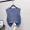 Women's Vests Knitted vest fashion spring and autumn ladies short sleeveless Vneck twist solid color pullover allmatch casual top 221202