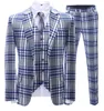 Męskie garnitury Blazery Slim Fit 3 -częściowe formalne kratę dla mężczyzn podwójnie piersi ślubne smoking garnitur blezer kamizelki 221202