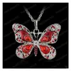 Anhänger Halsketten Hohe Qualität Mode Colorf Schmetterling Anhänger Lange Kette Halskette Collier Femme Schmuck Emaille Kristall Tier Hals Dhypf