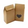 Gift Wrap 50pcs Kraft Paper Bags With Heart Shape Clear PVC Window Wedding Baby Shower Party Chocolate Candy Cake Packaging Boxes 221202