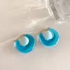 Hoop Earrings 2022 Retro Colorful Acrylic Transparent Resin Circle Geometric For Women Girls Travel Party Jewelry