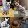 Hundebekleidung Haarlose Katze Strickpullover Kätzchen Gestreifte Rollkragenweste Welpe Warme Kleidung Herbst Wintermantel Doggy Sweatshirt