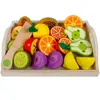 Andra Toys Simulation Kitchen Series Montessori klipper frukt och grönsaker Trä leksaker klassiska låtsas spela matlagning intresse odling 221202