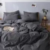 Bedding sets Grey Set Solid Color Flat Sheet Duvet Cover No Filling Pillowcase Bed Linens Polyester Twin Queen Size Home Textile 221206