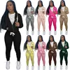 Designer-Frauen-Trainingsanzüge, zweiteiliges Hosen-Set, schlank, sexy, einfarbig, Sport, elastischer Stoff, Reißverschluss, Body und Leggings, 22 Farben