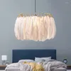 Pendant Lamps Modern Restaurant Ins Feather Chandelier Nordic Living Room Girl Romantic Children's Bedroom Lamp Light