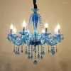 Pendant Lamps European Style Living Room Crystal Chandelier Blue Mediterranean Bedroom Creative Coffee Shop Internet Cafe Restauran