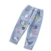 Jeans Kinder Mädchen Blumen Cartoon Lange Hosen Frühling Herbst Graffiti Malerei Druck Casual Denims Kurze Hosen mit Loch 221203