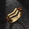 Wedding Rings 2022 Est Trendy Gold Colors Multi-layer Wave For Women Anniversary Fashion Party Jewelry Gifts Accessories