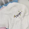 Blankets Swaddling 6 Layer Bamboo Cotton Personalised Baby Infant Kids Swaddle Wrap Birthday Gift Bed Cover Muslin 221203