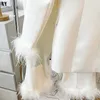 White Blazer and Pants for Women 2022 Autumn Fashion Feather Patchwork Design Plus Size Work Lady Office Formal Set BL024 727