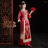 Ethnic Clothing Improve V-Neck Exquisite Sequins Embroidery Bride Wedding Dress Elegant Mandarin Collar Chinese Women Men Marriage Cheongsam