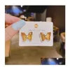 Stud Candy Color Shining Crystal Butterfly Women Stud Earrings Lady Wedding Jewelry 5 Colors Drop Delivery 2021 Dhsop