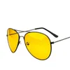 النظارات الشمسية أزياء العدسة الصفراء رؤية ليلية للرجال المعادن نظارات السيارات السائقين المضادة للارتفاع