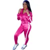 Women's Tracksuits Jogging Suits For Women Reflective Striped Patchwork Coat Pencil Pant Sweat Matching Sets Fall 2 Pc Set