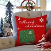 Kudde Cartoon Christmas Throw Cover Holiday Decoration Square Pillows Cute