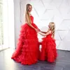 Sukienki dla dziewczynki czerwona córka długość podłogi formalny impreza kwiat dziewczyny sukienka z miastą szatą de soiree