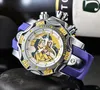 INVICTO Orologio sportivo da uomo al quarzo Reserve Bolt Zeus Personality Quadrante grande 57MM Cinturino in caucciù per l'ora mondiale con scatola originale