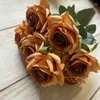 زهور زخرفية 55 سم D8CM 9ROSES/Bouquet 14colors زخرفة الزفاف الاصطناعية وردة الحرير