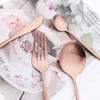 Servis uppsättningar 16st Rose Gold Cutery Knife Fork Coffee Spoons Rostfritt stål Tabeller Western Köksilver 221203