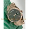 Relógios de Homem Verde Mostrador Romano Ouro Rosa 41mm Daydate Movimento Mecânico Automático Ref.228235 Oyster Aço Inoxidável Relógios de Pulso Gifts Montre De Luxe