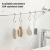 Hooks 304 Stainless Steel Hook Free Punching Double S-Shape Kitchen Bathroom Cabinet Door Back Type Coat Towel Storage Hanger