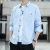Men's Casual Shirts 2022 Spring Cotton Men Long Sleeve Denim Shirt Soft Slim Jeans Plus Size 3Xl Two Front Pocket KK3013