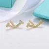 Faccina sorridente con diamanti pieni Orecchini a forma di cuore placcati in oro 18 carati di marca di lusso con lettera di design, orecchini di perle minimalisti femminili, gioielli da sposa