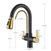 Keukenkranen goud blackchrome kithcen gezuiverde kraan uit trek waterfilter kraan 23 wegen torneira koude mixer gootsteen kraandrank 221203