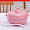 Soppa lager krukor pumpa hushållsrestaurang stor soppskål stor sked rosa keramiska bordsartiklar med lock kreativt soppskål nudel skål 221203