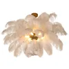 Lustre Moderne coloré plume lustres LED pendentif lumière pour salon chambre lampe avec plumes décoration intérieure plafond 221203