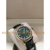 Real Photo Mens Womens Watch 36mm Daydate Green Dial Automatic Mechanical Movement Genuine Lether Strap Sapphire Glass Dual Date Luminous Wristwatch