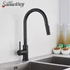 Kitchen Faucets Matte Black Pull Out Sink Single Handle 360 Degree Rotating Mixer Tap 221203