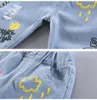 Jeans Kinder Mädchen Blumen Cartoon Lange Hosen Frühling Herbst Graffiti Malerei Druck Casual Denims Kurze Hosen mit Loch 221203