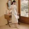 エスニック服2022中国の伝統的なQIPAOドレス女性レースチョンサムビンテージエレガントな結婚式Vestido Oriental