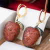 Boucles d'oreilles mode cubique zircone pendentif goutte pour les femmes de luxe coréen mignon pomme fruits boucle d'oreille bijoux de fête de mariage