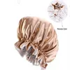 Fast Silk Night Cap Hat Hair Clippers Double side wear Women Head Cover Sleep Cap Satin Bonnet for Beautiful -Wake Up Perfect Daily Factory Sale Wholesale