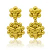 Dangle Earrings Flower Women 24K Gold Plated Copper Drop African Dubai Fashion Jewelry Gift Wedding Accessories