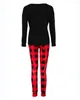 Vêtements de maison Pyjamas de Noël pour femmes Automne Mode Graphique Plaid Imprimer À Manches Longues Casual Slash Neck Home Set 221202