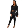 Survêtements femme Jogging costumes pour femmes réfléchissant rayé Patchwork manteau crayon pantalon sueur correspondant ensembles automne 2 Pc ensemble