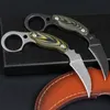 Karambit bıçak sabit bıçak d2 çelik taş yıkama bıçağı tam tang g10 sap taktik pençe bıçakları deri kılıf