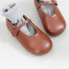 Flat Shoes Children's Leather Korean Designed Fashion Girls Soft Bottom 2022 All-match Hook&loop Casual Autumn 1-8Y Toddlers