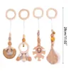 Stroller Parts 6 Styles 4 Pcs Born Wooden Beads Leaves Baby Play Gym Sensory Toy Hanging Ornament Room Decorations For Birthday Shower Gifts